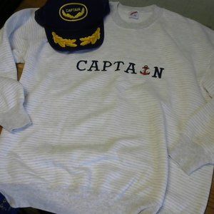 2-pc "Captain" Sweatshirt w/Adjustable Baseball Cap